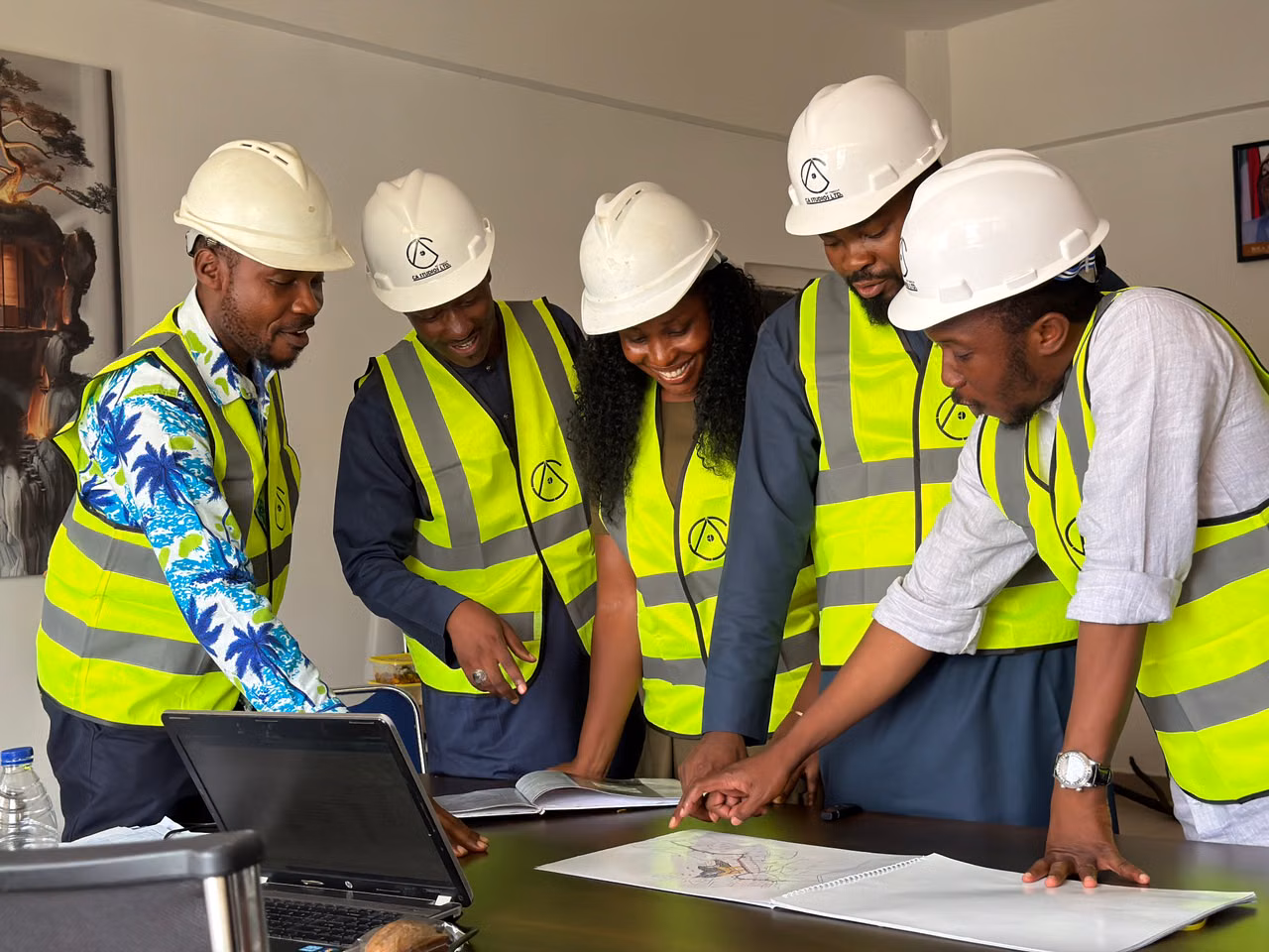 Engineers reviewing plant data